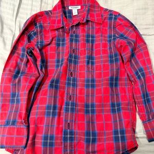 Old Navy Men's Red and Blue Checkered Shirt